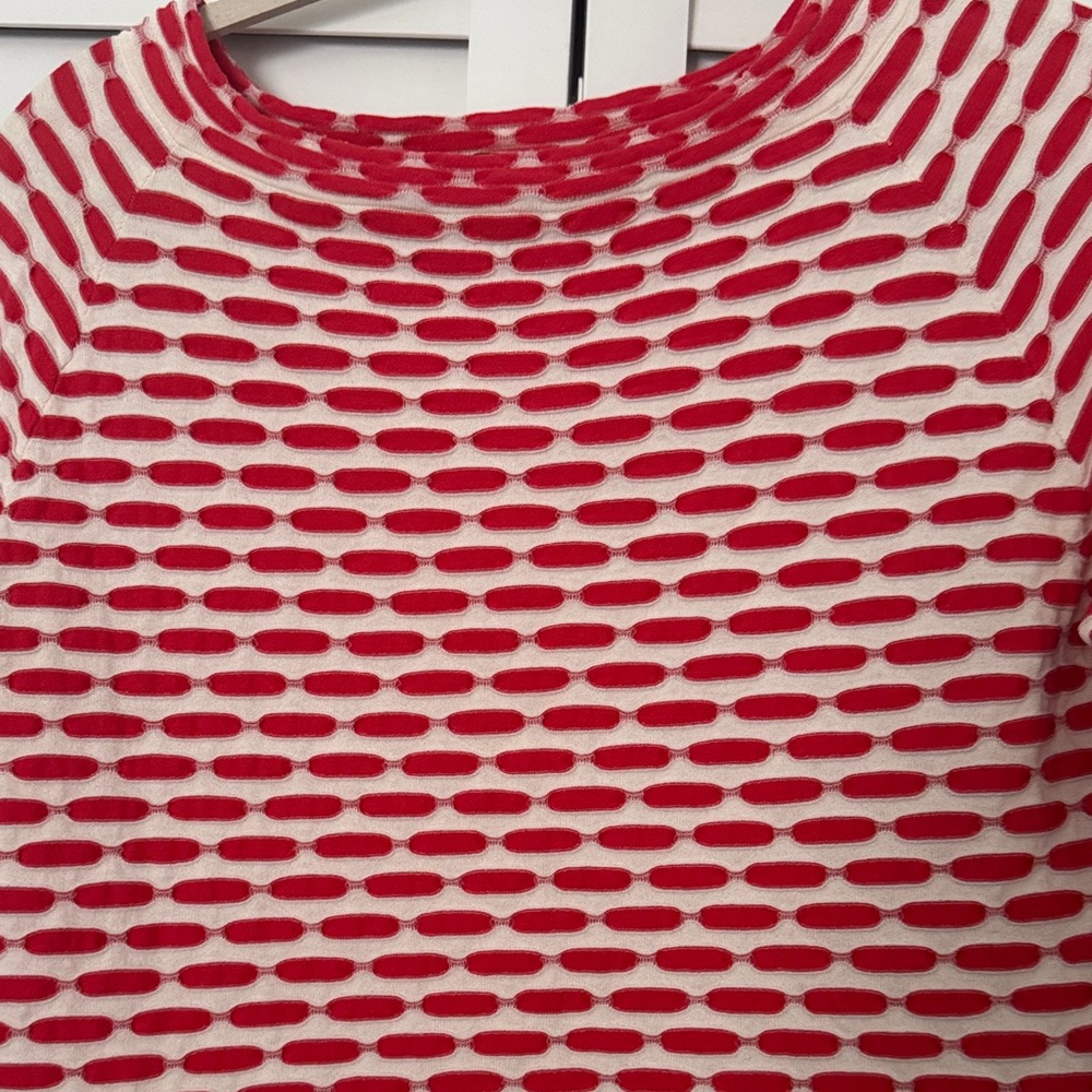 Stefanel Red and White Crew Neck Sweater